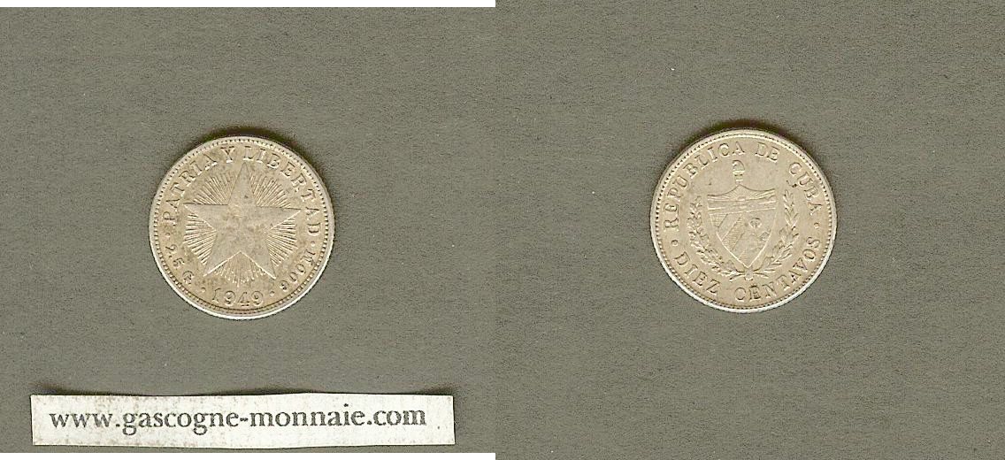 Cuba 10 centavos 1949 AU